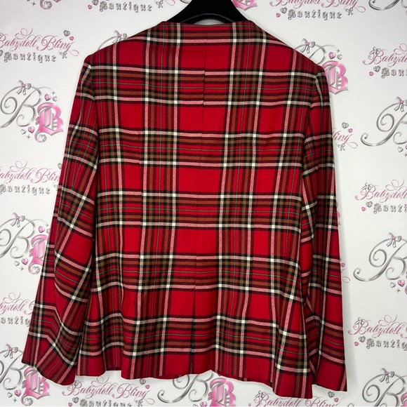 Jeremy Scott plaid red black green blazer buttons vintage Absolutely iconic - Picture 3 of 11